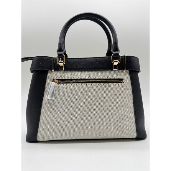 GUESS Anadela canvas medium satchel crossbody bag - Black/Cream (No charms) - Picture 4 of 6